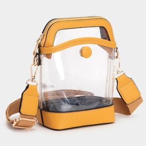 Yellow Clear Transparent Crossbody Bag Purse Leather Casual Womens Accessory
